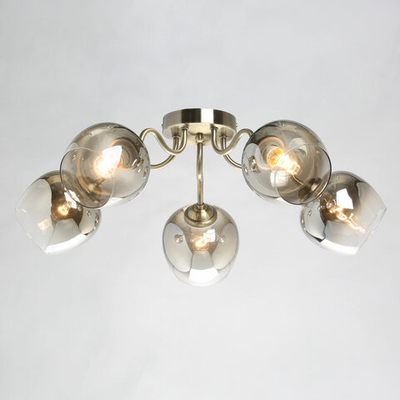 Люстра потолочная De City "Альфа", E27, мощность 300Вт, площадь освещения 15м², латунь/дымчатое стекло