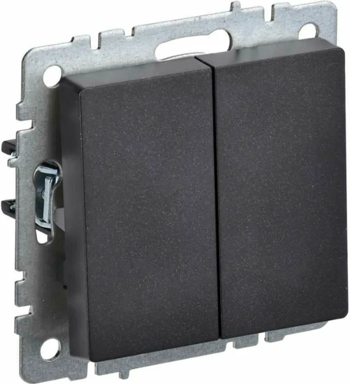 Выключатель 2-кл СП Brite 10А черный проходной ИЕК