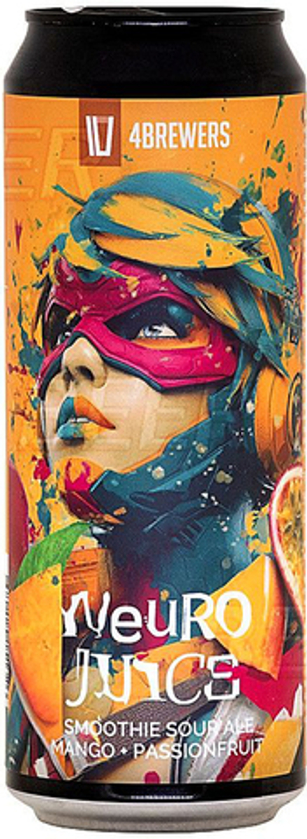 Пиво Четыре пивовара Нейро Джус Манго + Маракуйя / 4BREWERS Neuro Juice Mango + Passionfruit 0.45 - банка