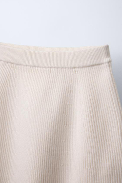 ZARA ЮБКА ИЗ РИФЛЕНОГО ТРИКОТАЖА, ЭКРЮ