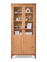 IKEA Шкаф-витрина HEMNES стекло/стекло, 198х90х37, белый/св-коричневый, из массива дерева, КЫМОР (ХЕМНЭС ИКЕА), массив сосны