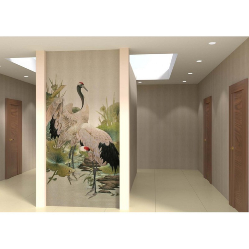 Ламинированная панель ПВХ ВЕК с цифровой печатью Жемчужный шелк - Два журавля 2700х250мм