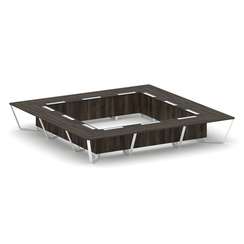 Steel Meet Стол переговорный квадратный KM-PR.B.SP-24K Дуб Мали/Графит Глянец/Металл Белый 4800*4800