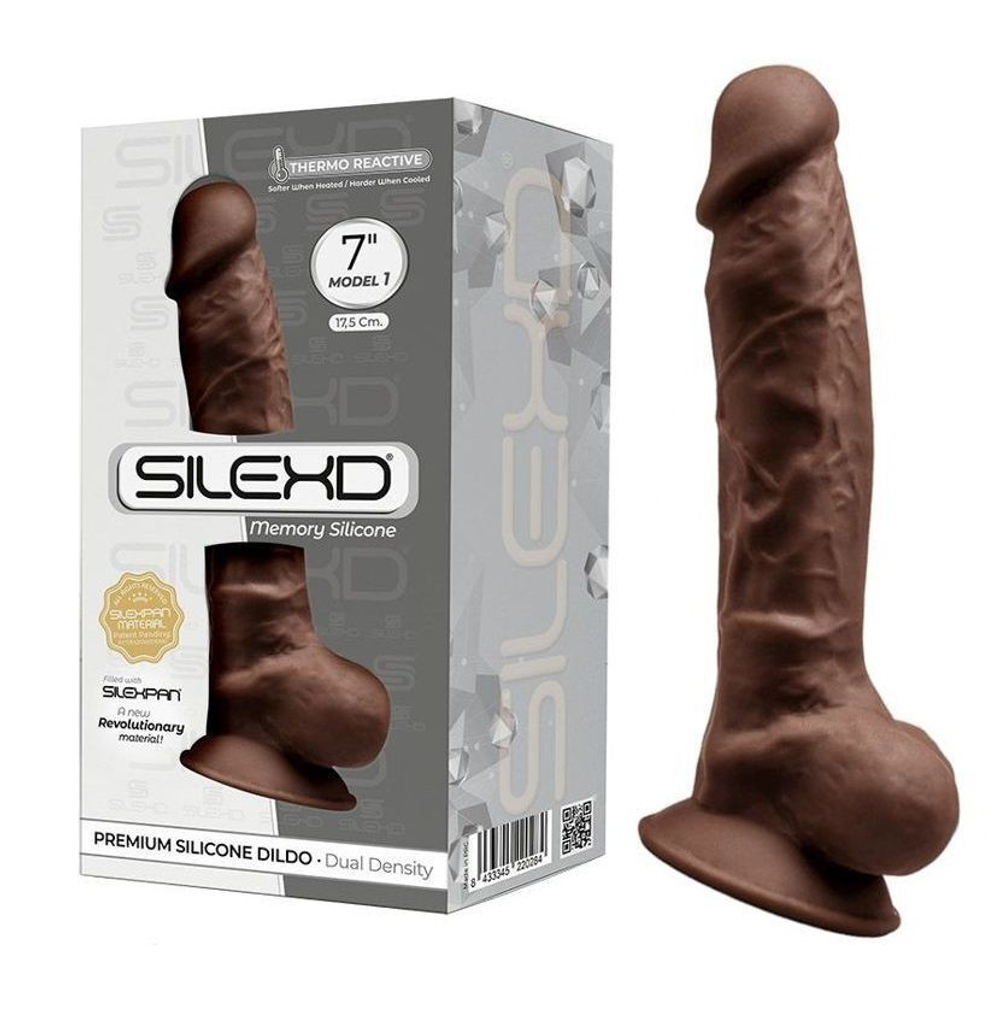 Коричневый фаллоимитатор SILEXD Model 1 7’’ - 17,5 см.