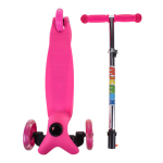Самокат трехколесный, колеса PVC со светом 110мм, розовый, размер 52х10,5см, ручка металл.съемная