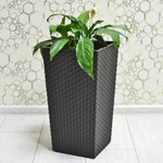 Кашпо напольное "Ротанг" 23*22*41,5см со вставкой (мокко)