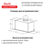 Вытяжка кухонная MACBI встраиваемая MW60TL BLACK 1200м3/ч Черная (управление жестами)