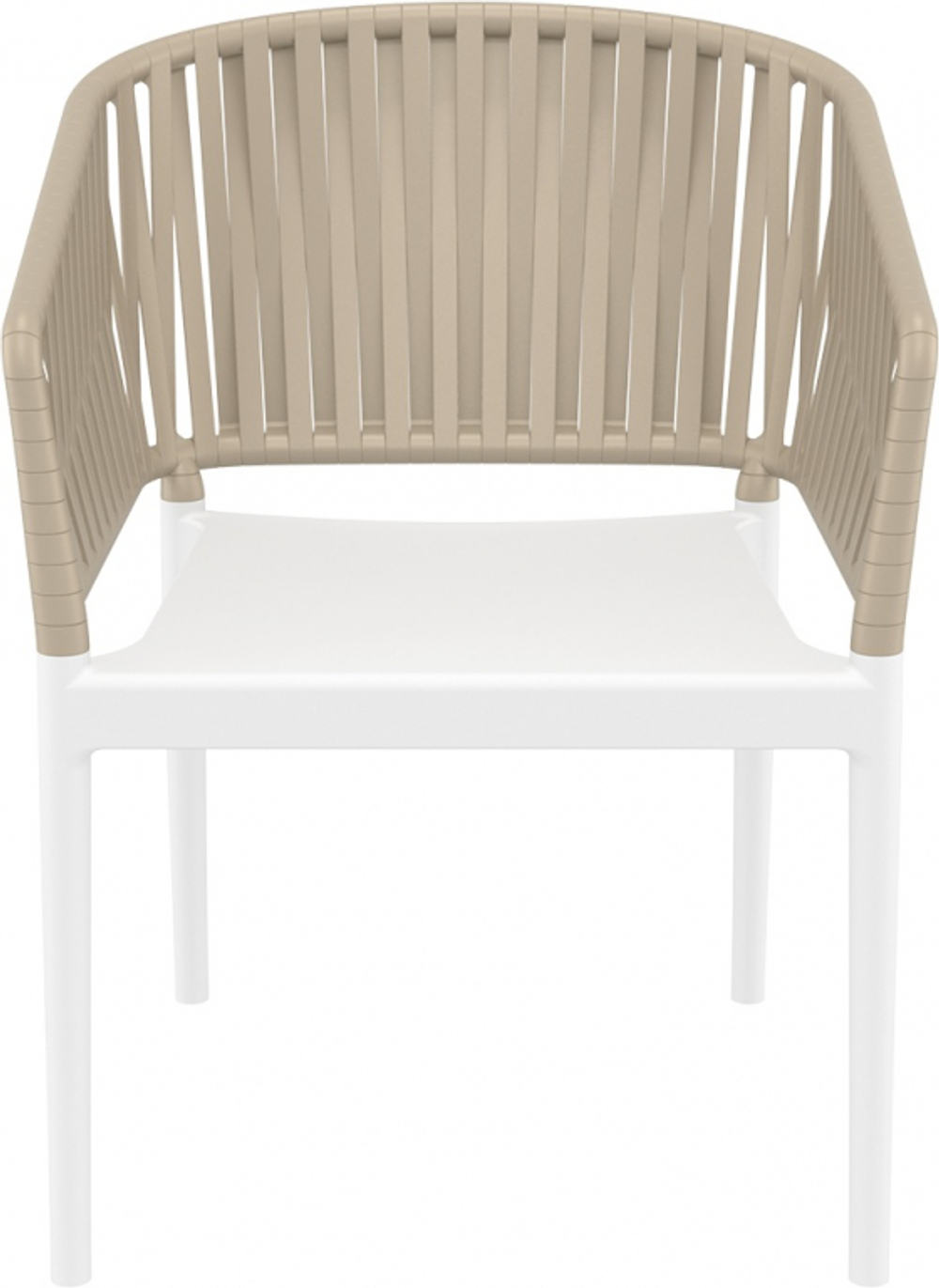 Кресло пластиковое с подушкой Siesta Contract Portofino, белый, бежевый, темно-серый