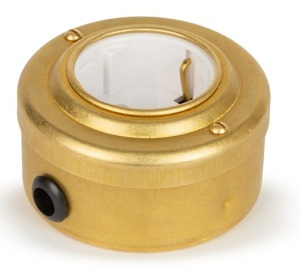 Розетка ретро с з/к и шторками, белая, "GOLD" VINTAGE-BRASS 20101-6