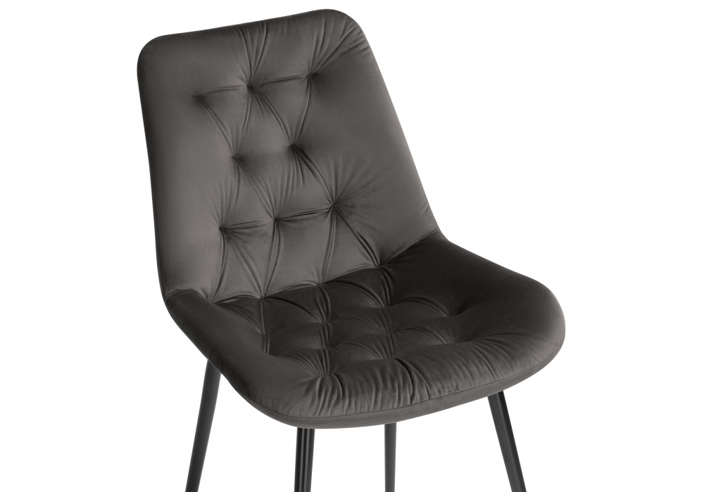 Стул на металлокаркасе Woodville Гояр графитовый, черный глянец, ножки черные