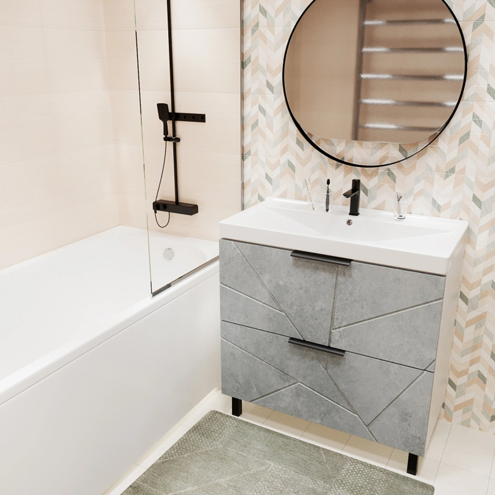 Тумба д/ванной "Гранд-70" Бетон под раковину Марго-70 (MIXLINE) (ПВХ)