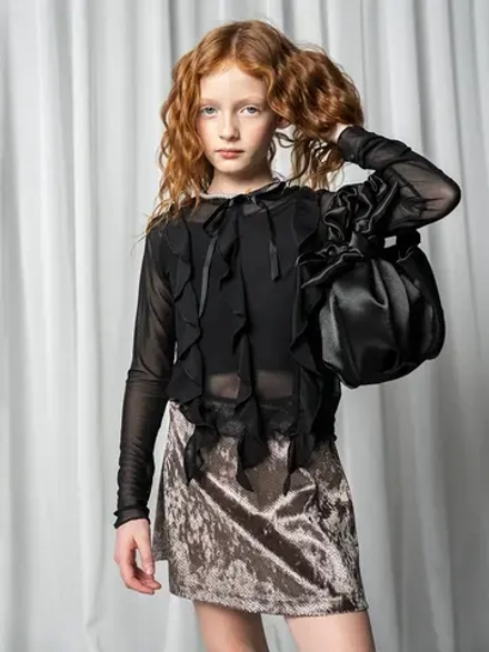 Юбка для девочки бежевая, блестящая