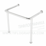 Поручень опорный для раковины, настенно-напольный, нерж. сталь, 800x730х570 мм, D38 мм