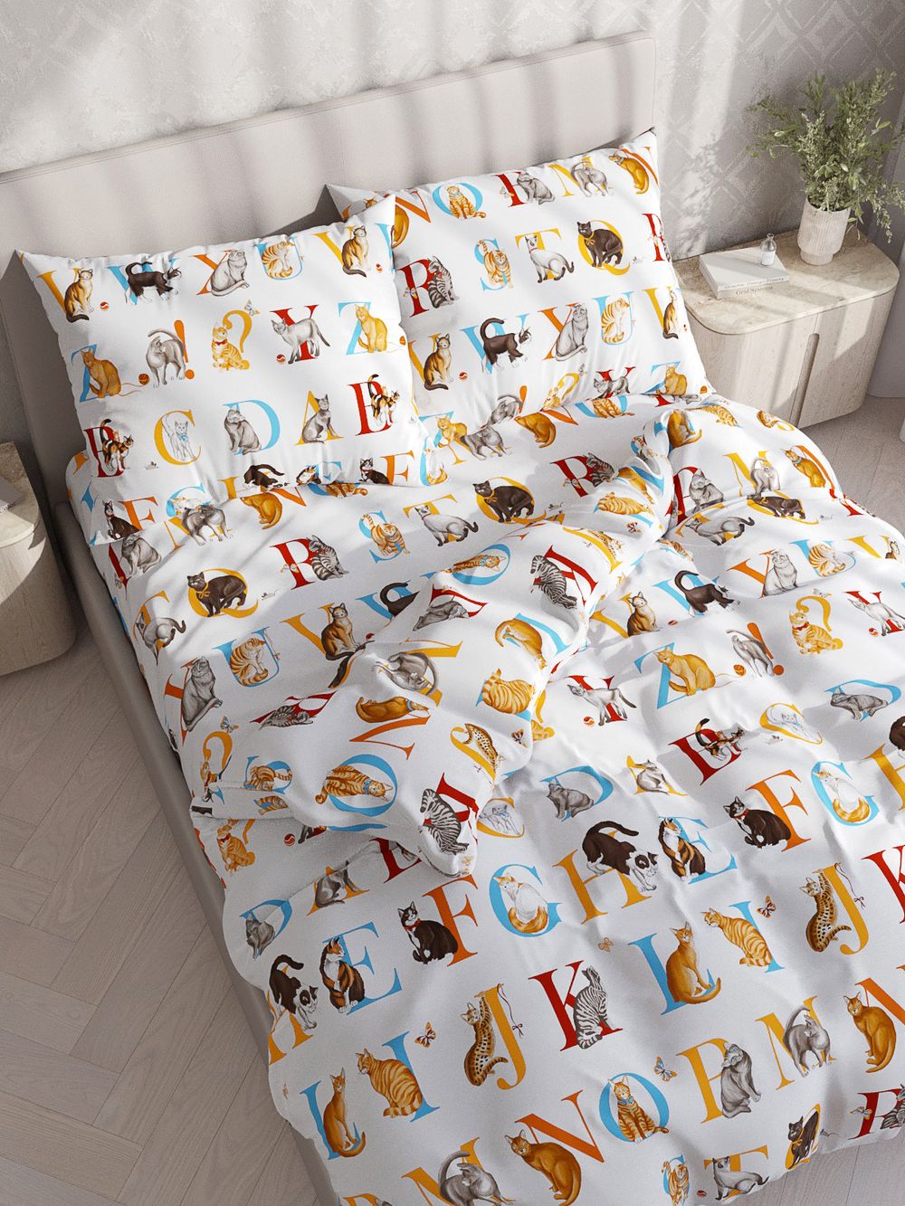 Простынь на резинке поплин Сказка "ABC" 180x200 см