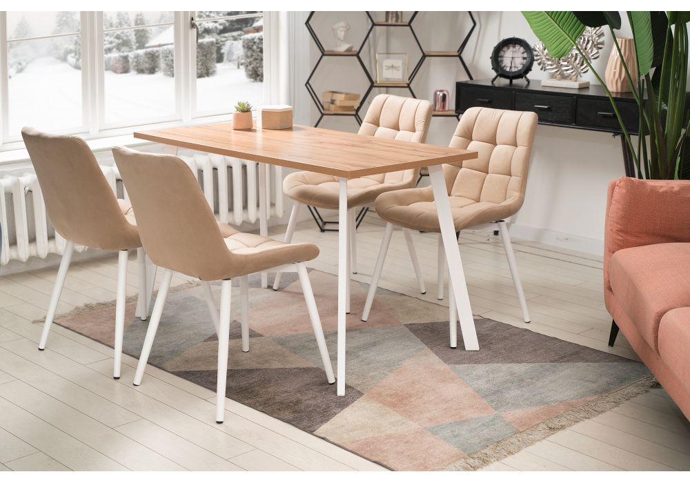 Стол Тринити Лофт 120x80x75 25 мм дуб вотан / белый матовый