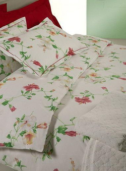 Постельное белье 2 спальное евро Mirabello Hibiscus белое с красными цветами