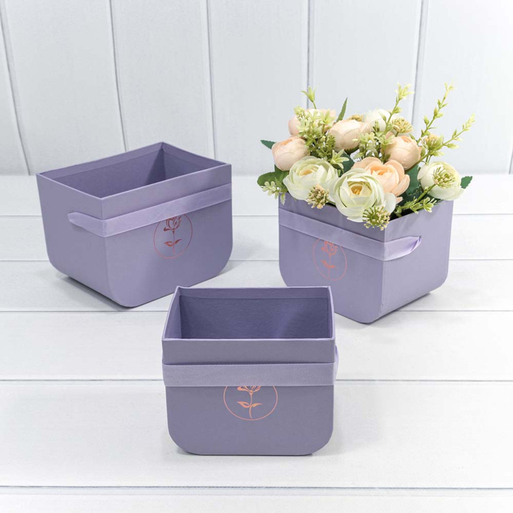 Коробка 16.5х12х12.5 см Набор 3 шт с закругленным дном (Сиреневый)