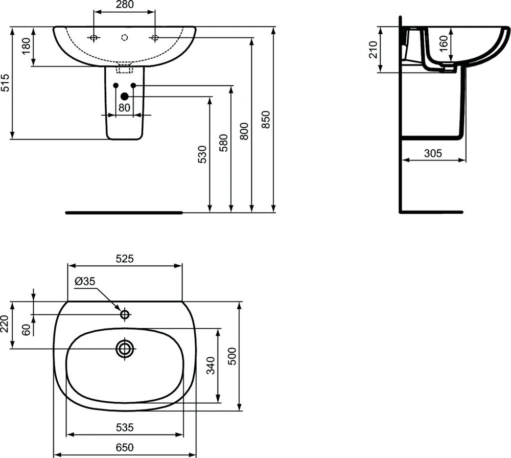 Умывальник Ideal Standard TESI T351301