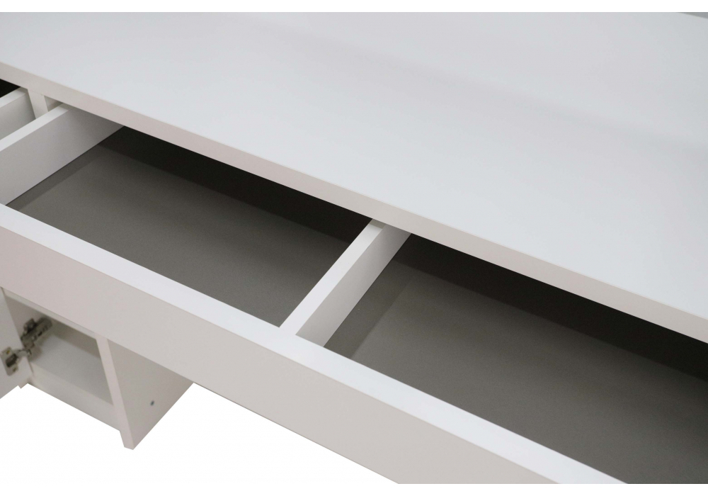 Компьютерный стол Woodville Сити-12 белый шелк, ножки белые