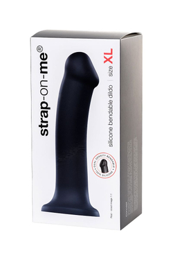 Черный фаллос на присоске Silicone Bendable Dildo XL - 20 см.