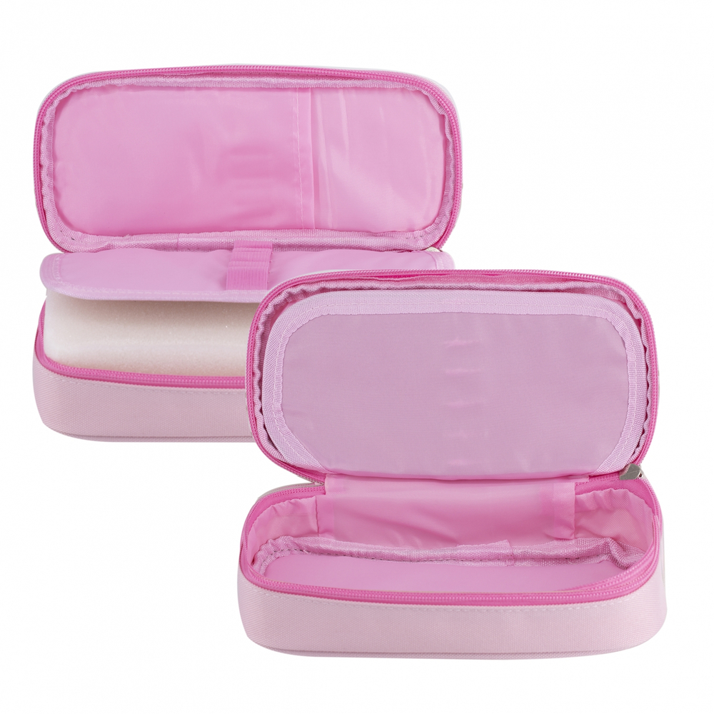 Пенал - косметичка Alingar, ПВХ/ткань, молния, 1 откидная планка, 210 х 90 х 45 мм, "Happy Day" девочка, микс (розовый, фиолет, св-роз), европодвес