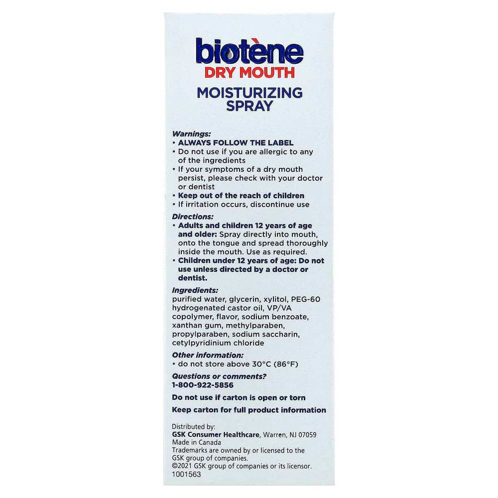 Biotene Dental Products, увлажняющий спрей от сухости во рту, нежная мята, 44,3 мл (1,5 жидк. унции)
