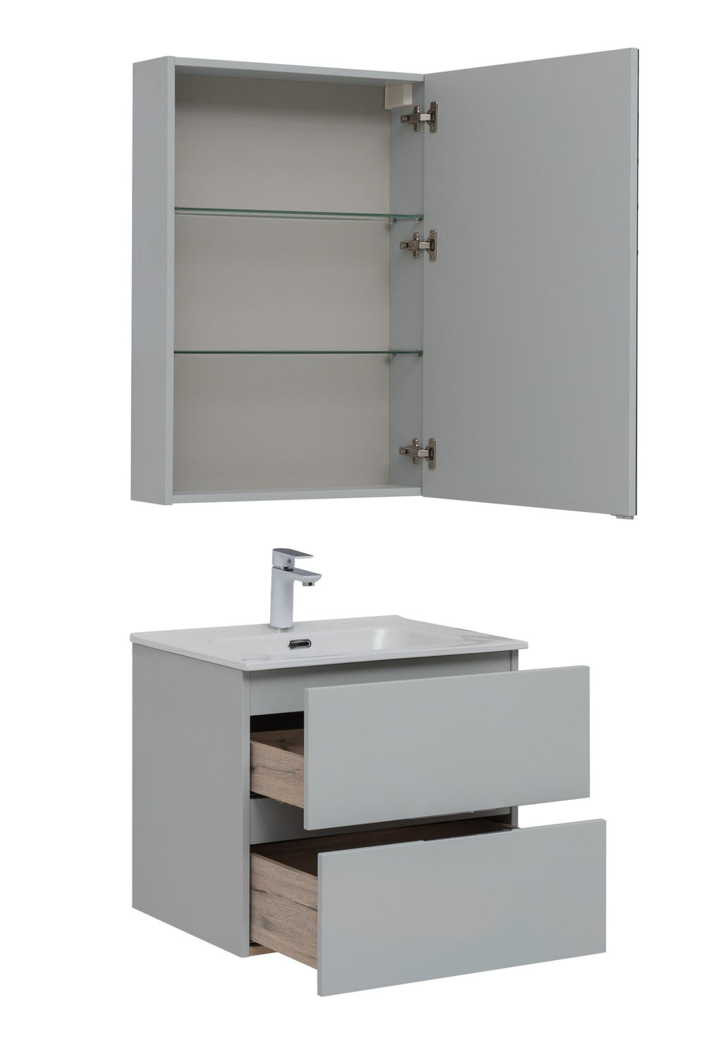 Мебель для ванной Aquanet Алвита New 60 2 ящика, серый