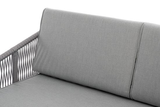 "Канны" правый модуль плетеный из роупа, каркас алюминий белый шагрень, роуп светло-серый круглый, ткань светло-серая