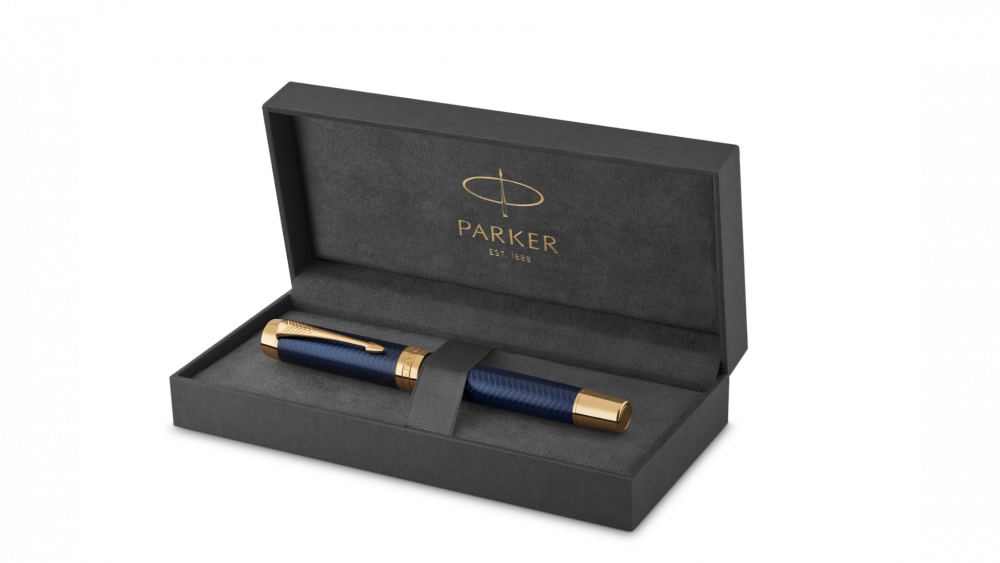 Перьевая ручка Parker Duofold Prestige Centennial, Blue Chevron GT Foutain Pen Fine 1931369, перо: F, цвет чернил: black, в подарочной упаковке.