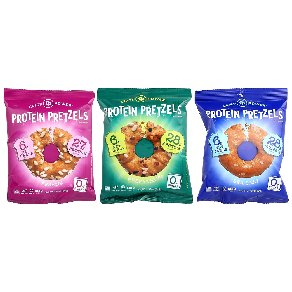 Crisp Power, протеиновые крендели, ассорти, 6 упаковок по 50 г (1,75 унции)