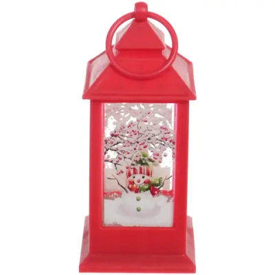 Сувенир с подсветкой «Лампа - Снеговичок» 5*5*13 см, Красный