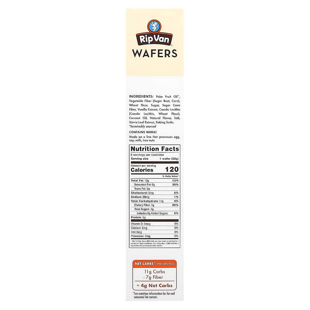 Rip Van Wafels, вафли, с ванильным вкусом, 6 пакетиков по 22 г (0,78 унции)