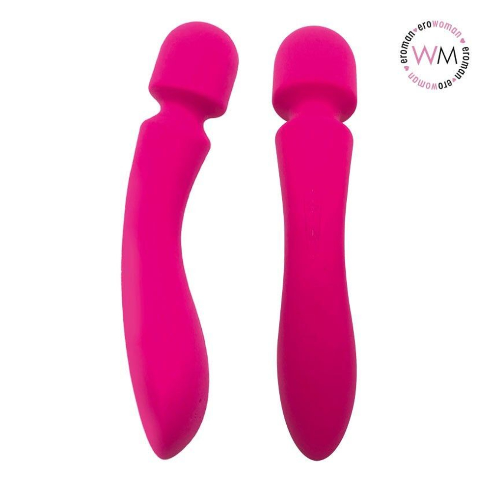 Малиновый wand-вибратор с 10 режимами вибрации головки (Цвет: малиновый)