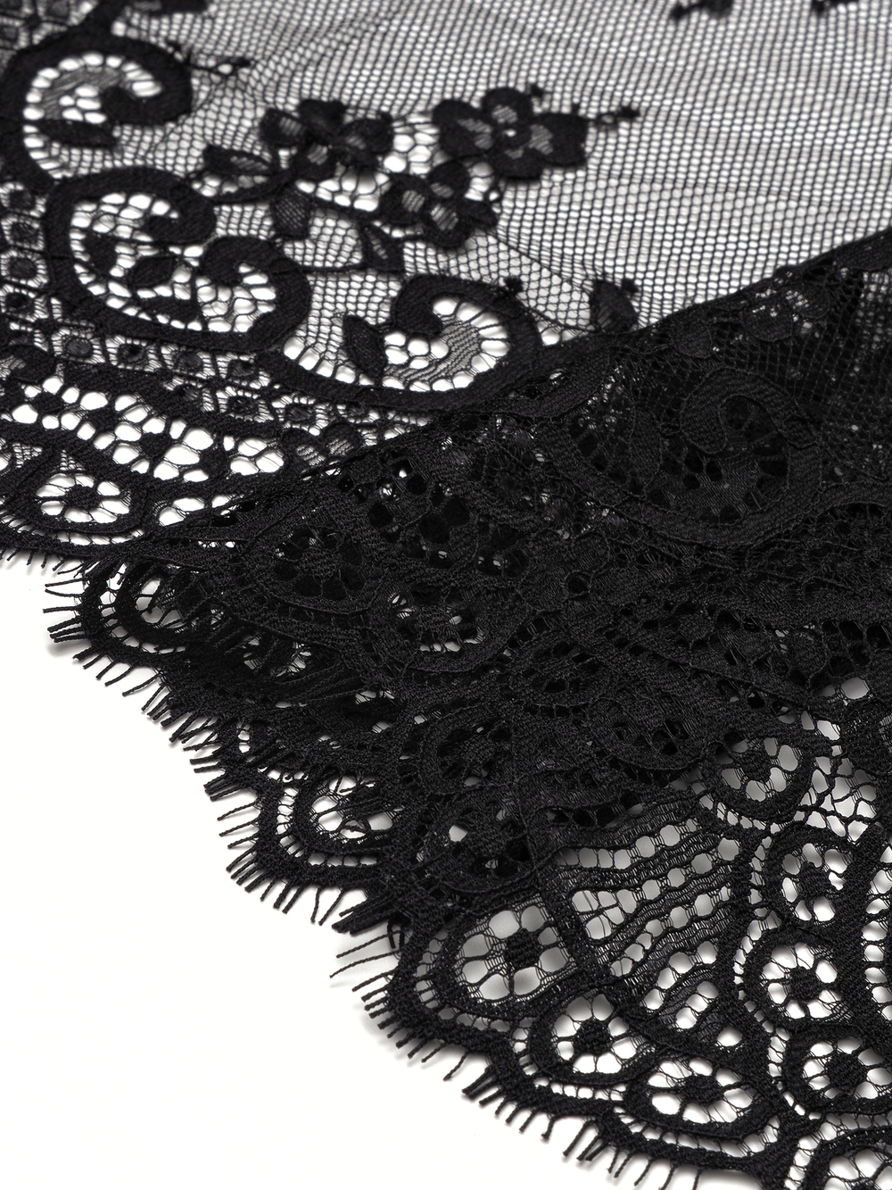 Кружево шантильи черное неэластичное ширина 36 см купон 2,9 м С БРАКОМ