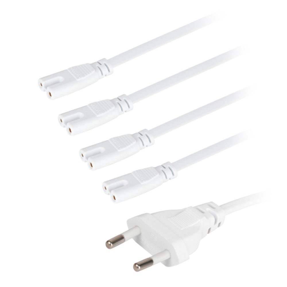 Разветвитель сетевой для линейных светильников ЭРА 4х IEC C7 2pin+timer на 4 точки с таймером 4, 8, 12H 2 м | Аксессуары для фито светильников