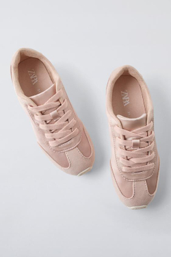 ZARA КРОССОВКИ ИЗ АТЛАСА, РОЗОВЫЙ