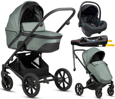 Детская коляска Noordi Aqua V2 4 в 1 с автокреслом Terra Edusky Black и базой 1482842 Fern