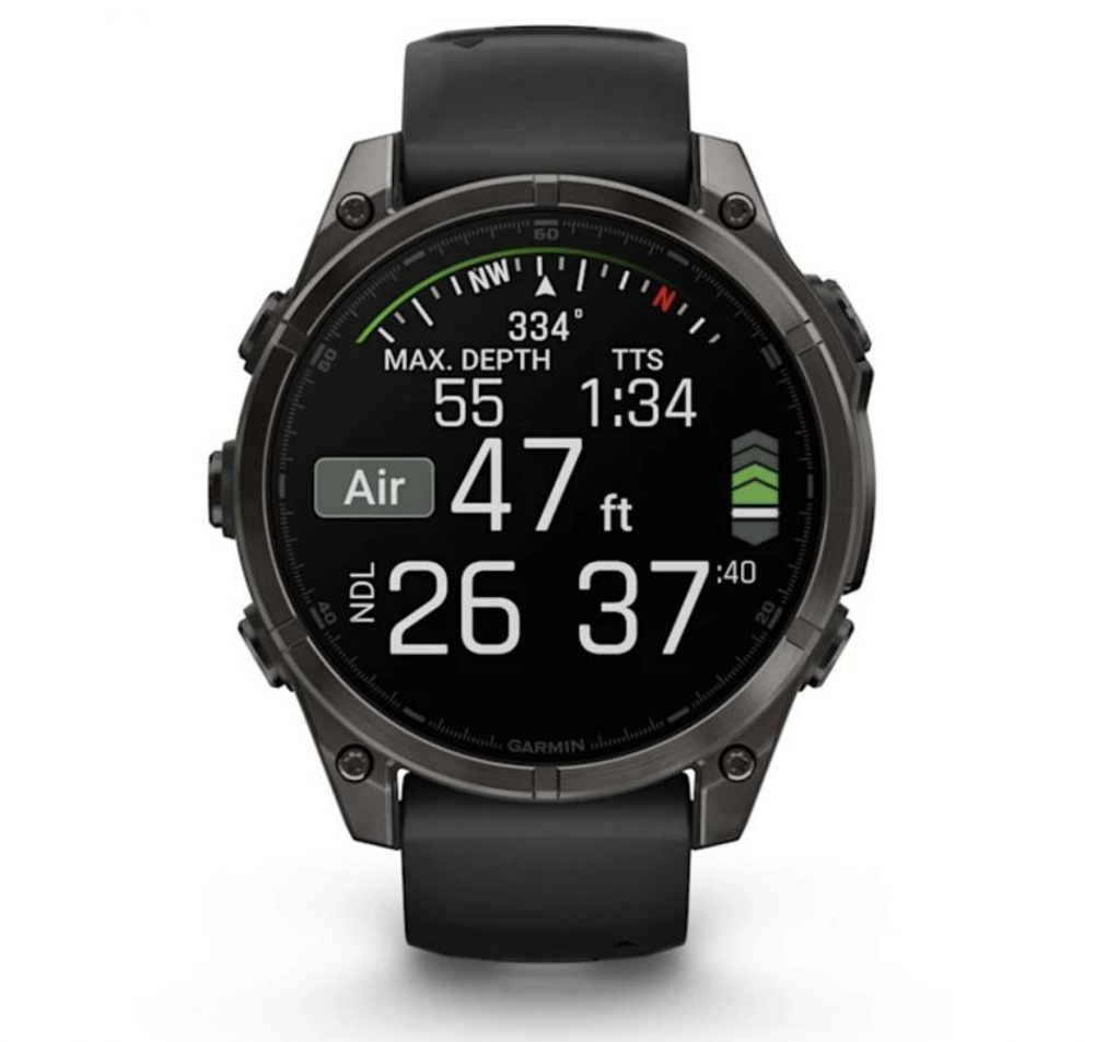 Умные часы Garmin Fenix 8, 47 мм, AMOLED, Sapphire Carbon Gray DLC Titanium with Black/Pebble Gray Silicone