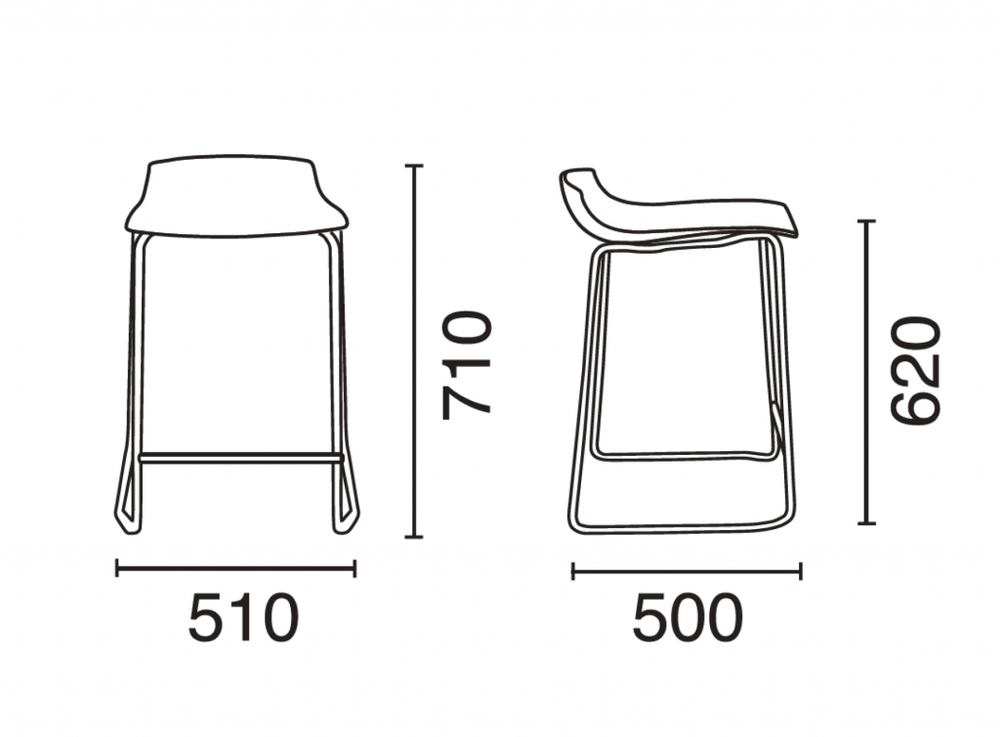 Табурет пластиковый полубарный Papatya X-Treme Sled Pro, тортора