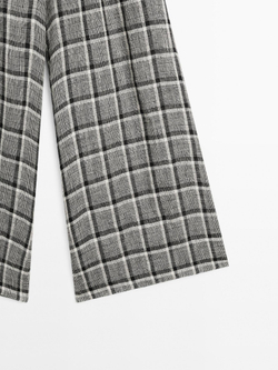 Massimo Dutti Брюки-палаццо 100% льняные в клетку, бежевый