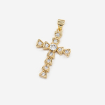 Подвеска "Крестик" с бейлом, фианиты, позолота, 28*18мм