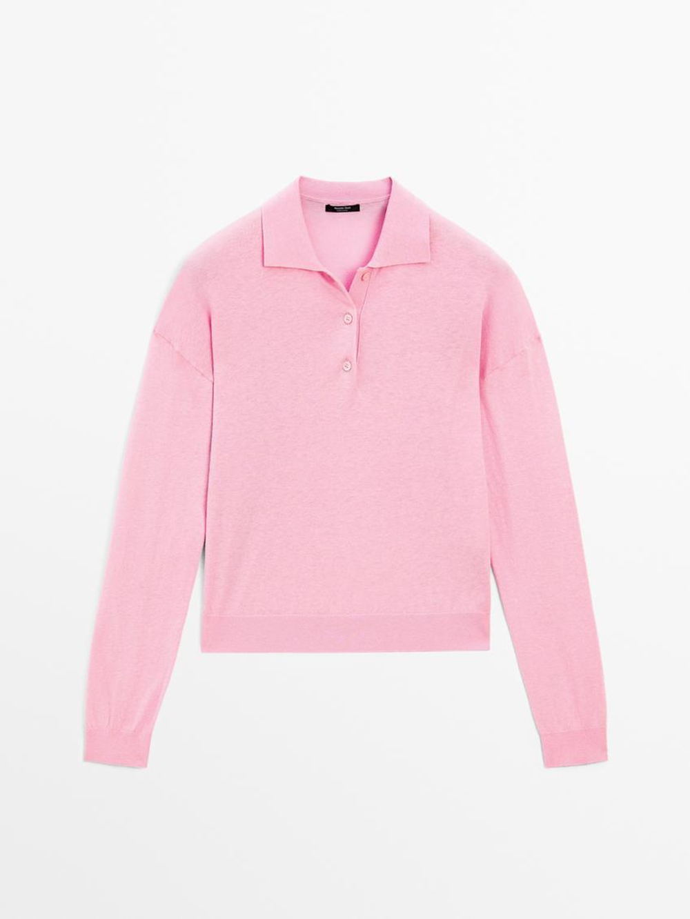 Massimo Dutti Свитер с воротником поло, розовый