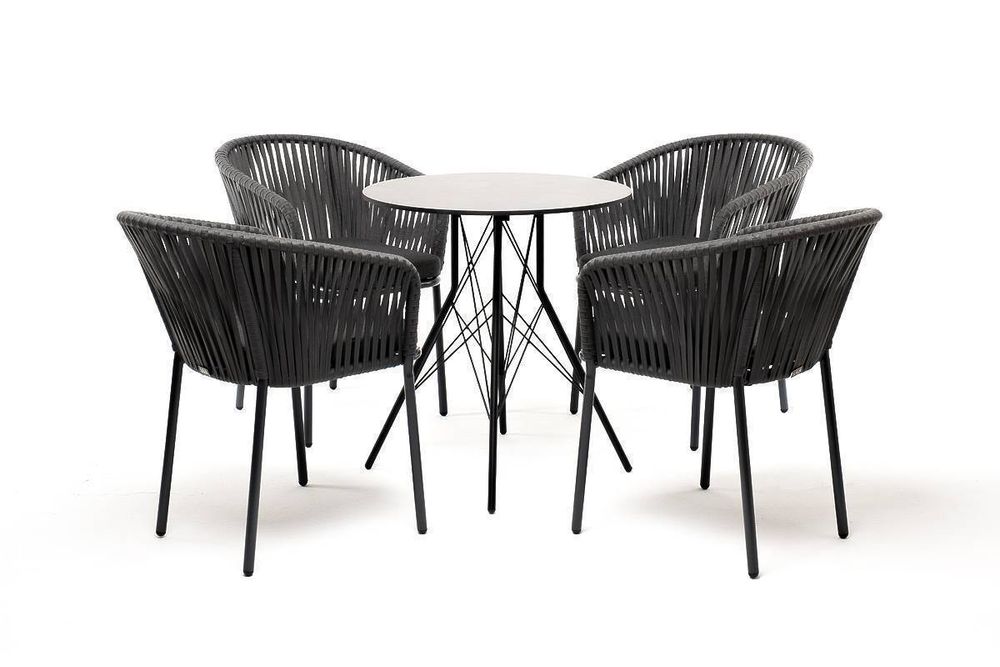 "Конте" обеденная группа на 4 персоны, круглый стол, цвет "серый гранит"