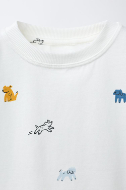 ZARA ФУТБОЛКА С ПРИНТОМ, БЕЛЫЙ