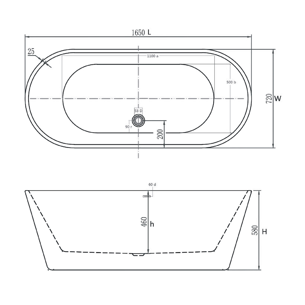 Ванна отдельностоящая ELIA, 165х72, слив-перелив Click-Clack тип O, белая/хром, ST-ELIA16572FO-BNCR