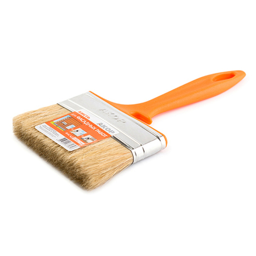 Кисть "Фасад" 100*12мм АКОР (св.нат.щет., оранжевая рукоятка) арт.332-898