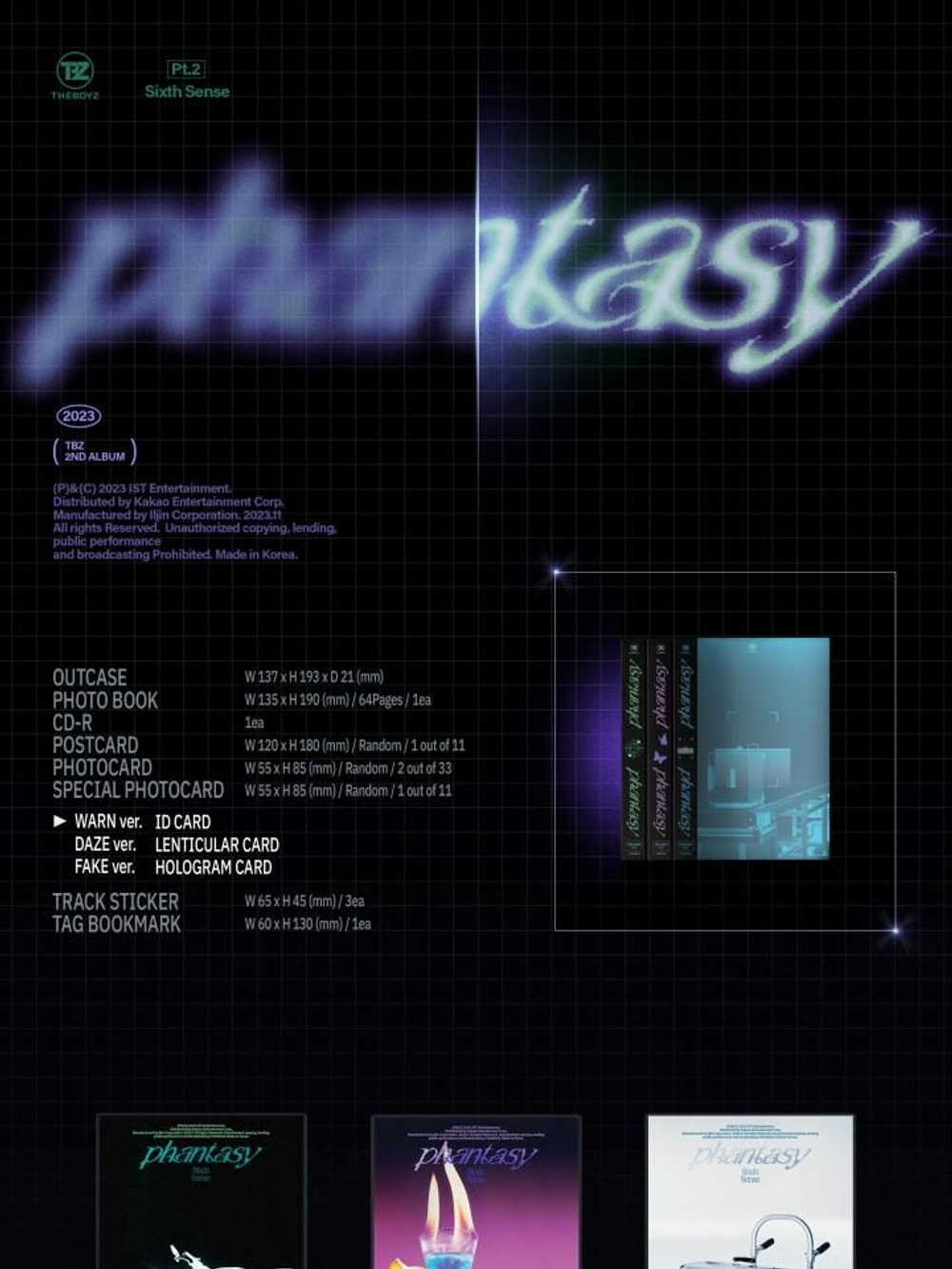 Альбом THE BOYZ - PHANTASY : PT.2 SIXTH SENSE 2nd Album 3 Version SET