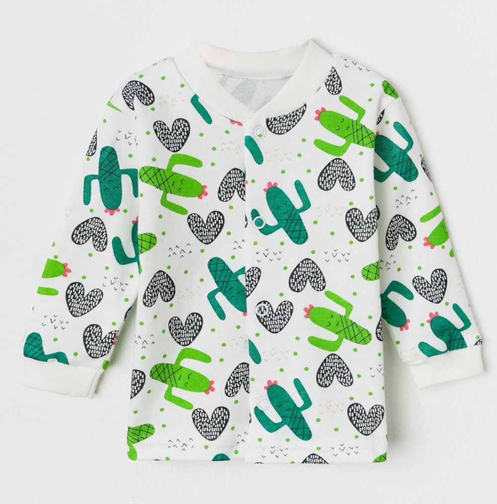 Кофточка детская, цвет белый/кактусы, рост 62 см (Тошка)
