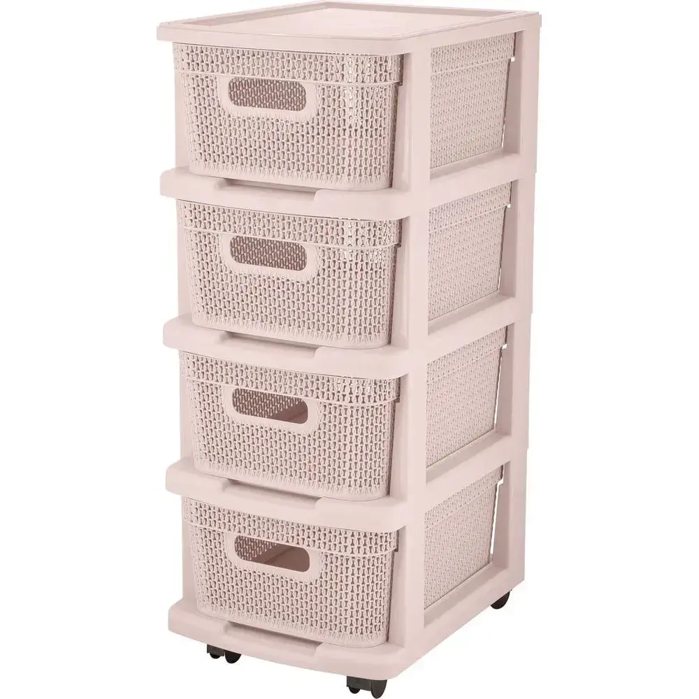 Комод Keeplex Ajur с корзинами на колесиках четырехсекционный компакт 37х73см бежевый т