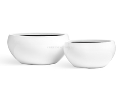 Кашпо TREEZ Effectory - серия Gloss - Низкая полусфера - Белый глянцевый лак